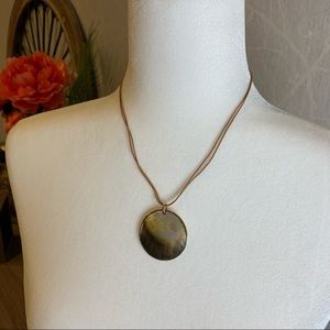 BALLET Shell Necklace with leather cord 10”L